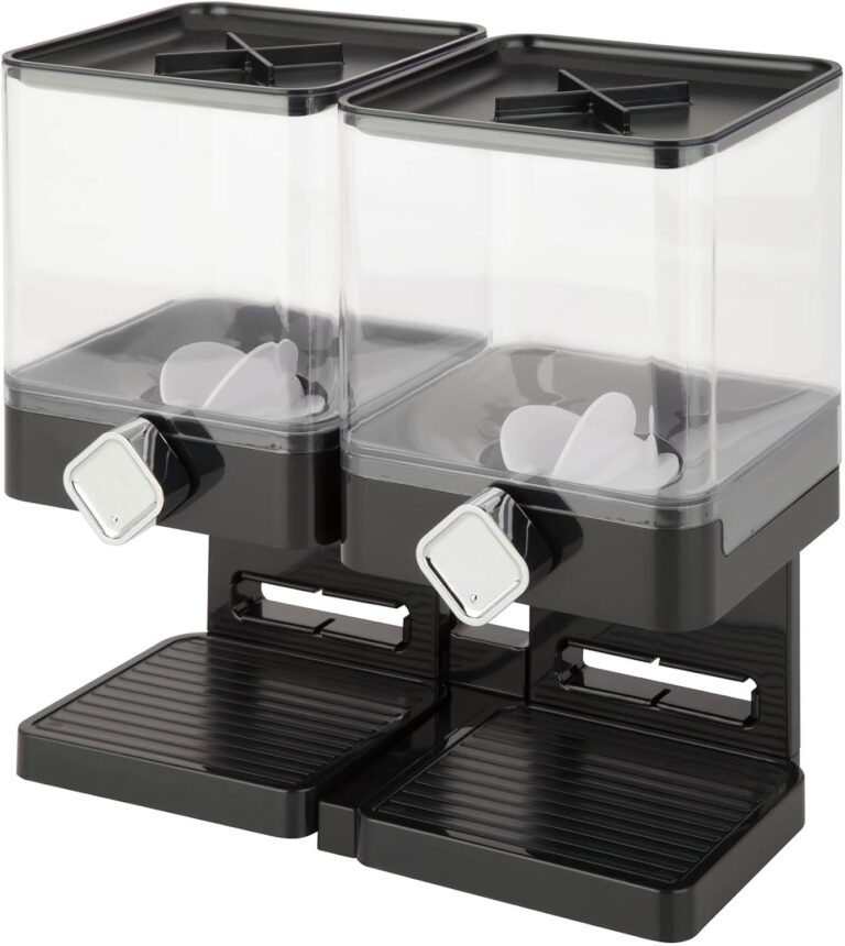 Honey-Can-Do Zevro Compact Dry Food Dispenser, Dual Control, Black/Chrome