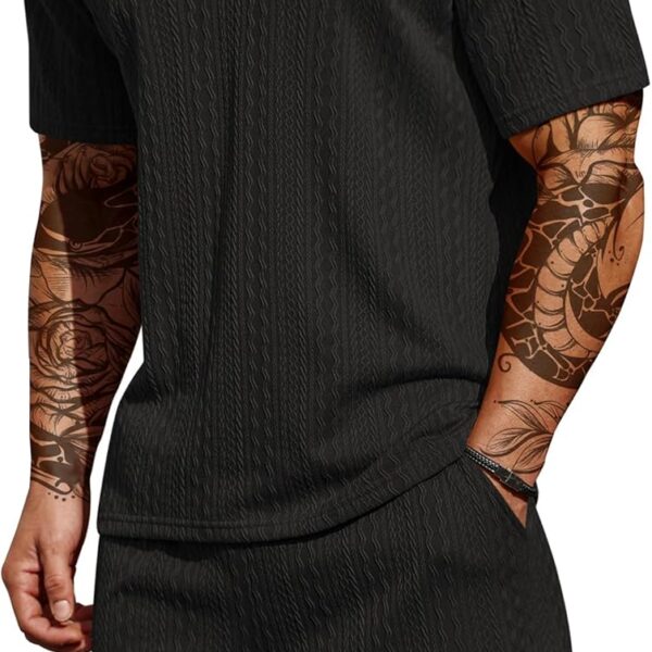 COOFANDY Men's 2 Pieces Outfits Casual Quarter Zip Polo Shirt and Shorts Set Athletic Jogging Summer Tracksuit