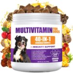 40 in 1 Dog Vitamins and Supplements 200Ct Dog Multivitamin Chewable, Immunity Support Multivitamin Vitamins with Turkey Tail Mushroom, Skin & Coat, Mobility, Gut & Heart Health, Hip & Joint Support