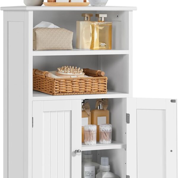 Yaheetech Bathroom Floor Cabinet, Free Standing Cabinet with Double Door and Adjustable Shelf, Side Tall Storage Organizer for Living Room/Kitchen/Hallway/Home Office, White