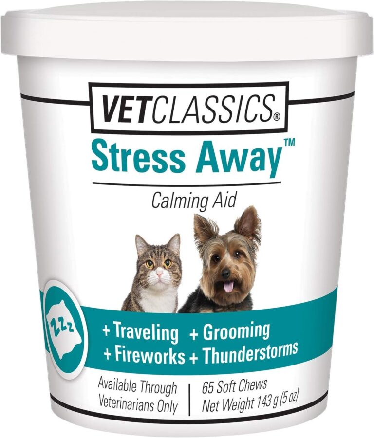Vet Classics Stress Away Calming, Anxiety Aid for Dogs and Cats  Soft Chew Pet Health Supplement for Dogs, and Cats - Melatonin, Ginger  65 Soft Chews