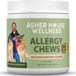 Asher House Wellness Dog Allergy Chews - All-Natural Itchy Skin Relief for Dogs with Bee Pollen, Colostrum - Licking Paw Treatment, Allergy Medicine for Dogs Over 12 Weeks, 120 Chews