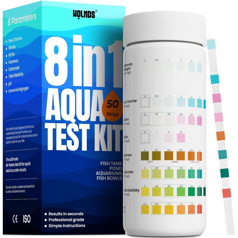 Aquarium Test Strips - 8-in-1 Aquarium Water Test Kit: Fish Tank Testing Kit for Freshwater & Saltwater, 50 Strips,Fast & Accurate Ammonia, pH, Hardness, & More Lead Water Test Kit for Ponds