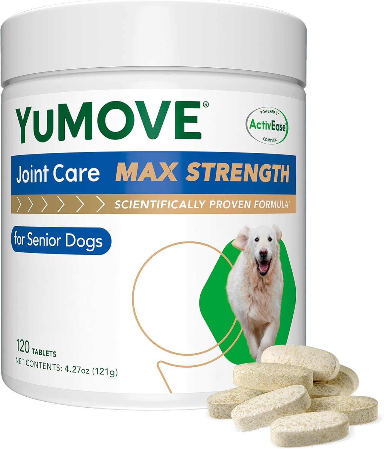 YuMOVE Hip & Joint Supplement for Senior Dogs with Max Strength Glucosamine Chondroitin, Omega 3, Hyaluronic Acid, Green Lipped Mussel, & Fish Oil for Dogs - 120 Chewable Tablets YuMOVE Hip & Joint Supplement for Senior Dogs with Max Strength Glucosamine Chondroitin, Omega 3, Hyaluronic Acid, Green Lipped Mussel, & Fish Oil for Dogs - 120 Chewable Tablets