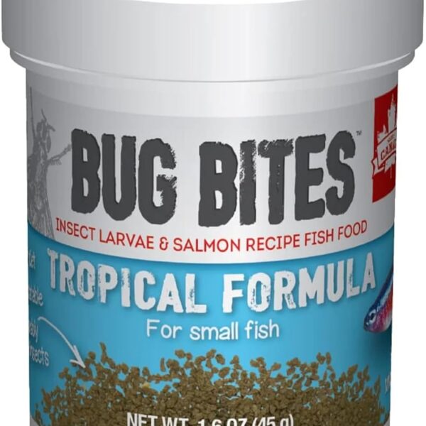 Fluval Bug Bites Tropical Fish Food, Small Granules for Small to Medium Sized Fish, 1.6 oz., A6577