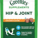 Greenies Supplements Hip and Joint Supplements for Dogs, with Chondroitin & Glucosamine for Dogs, Chicken Flavor, 6.08 oz. Pouch, 30 Count
