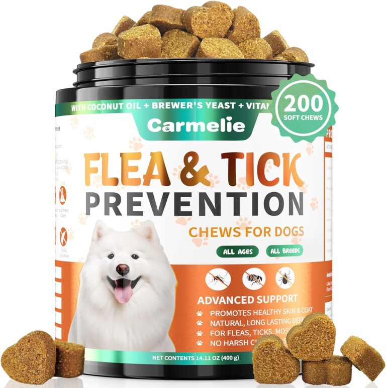 Flea and Tick Prevention for Dogs - 200 Soft Chewables Natural Dog Flea and Tick Support - Oral Flea Supplement for All Breeds & Size Dogs, Puppy Flea Protection - Duck Flavor