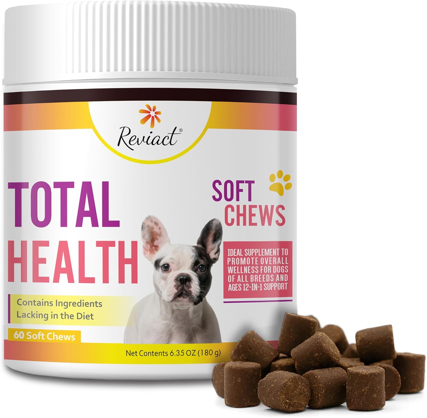 Total Health Dog Chews 12-in-1, Hip and Joint Supplement with Glucosamine Chondroitin for Dogs, Dog Multivitamin Treats with Omega 3 Salmon Oil and Vitamins for Skin and Coat Support, 60 Soft Chews Total Health Dog Chews 12-in-1, Hip and Joint Supplement with Glucosamine Chondroitin for Dogs, Dog Multivitamin Treats with Omega 3 Salmon Oil and Vitamins for Skin and Coat Support, 60 Soft Chews