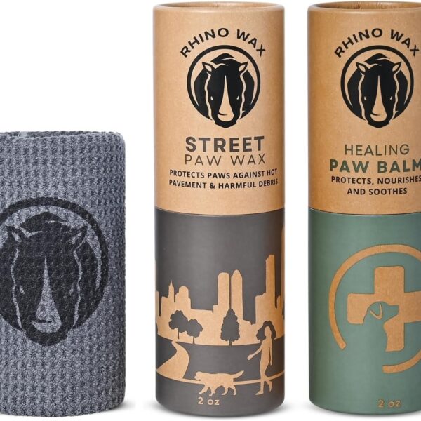 Dog Paw Street Wax and Healing Balm (2 Tubes + Cloth) - Protects Dogs Against Hot Pavement and Concrete - Pad Healer Moisturizes, Heals and Improves Elasticity - Natural - Lick-Safe - USA