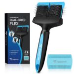 Dual Flex Slicker Brush Dog Brush, Gentle Grooming Tool for Sensitive Dogs & Cats - Ideal for Long Hair, Removes Undercoat, Tangles, and Knots