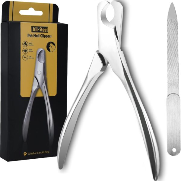 Pet Nail Clippers for Large Dogs, Wide-Opening Dog Nail Trimmer with All-Steel Material Sharp Durable Blades Built-in Spring, Professional Grooming Tool with Free Nail File for All Dogs & Cats