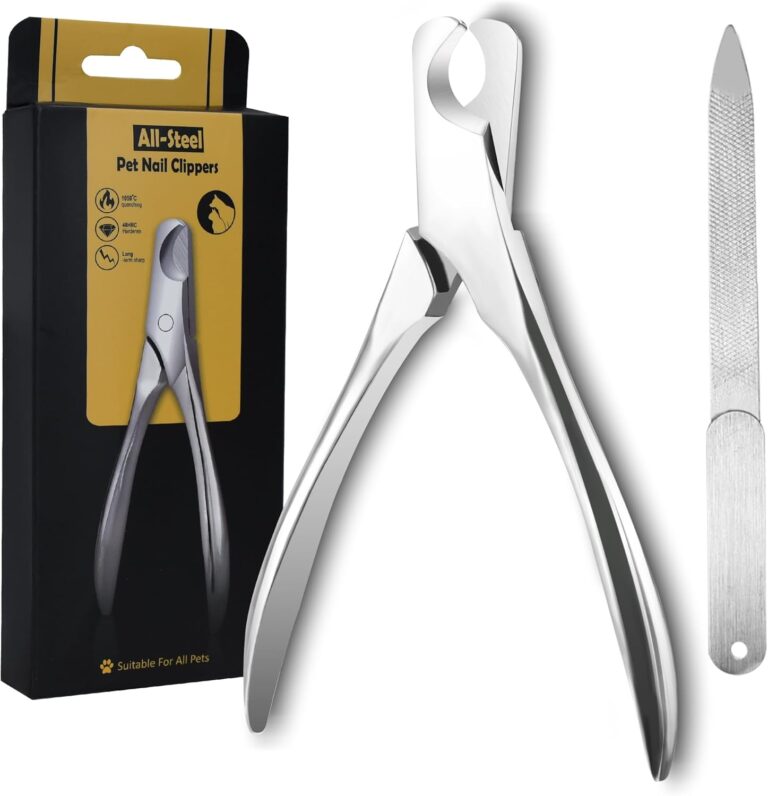 Pet Nail Clippers for Large Dogs, Wide-Opening Dog Nail Trimmer with All-Steel Material Sharp Durable Blades Built-in Spring, Professional Grooming Tool with Free Nail File for All Dogs & Cats