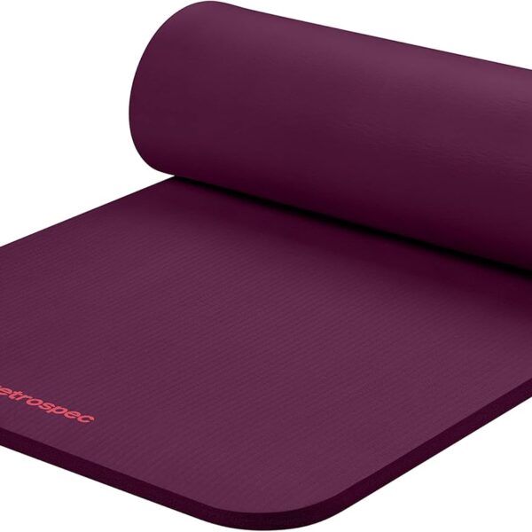 Retrospec Solana Yoga Mat 1" Thick w/Nylon Strap for Men & Women - Non Slip Exercise Mat for Home Yoga, Pilates, Stretching, Floor & Fitness Workouts