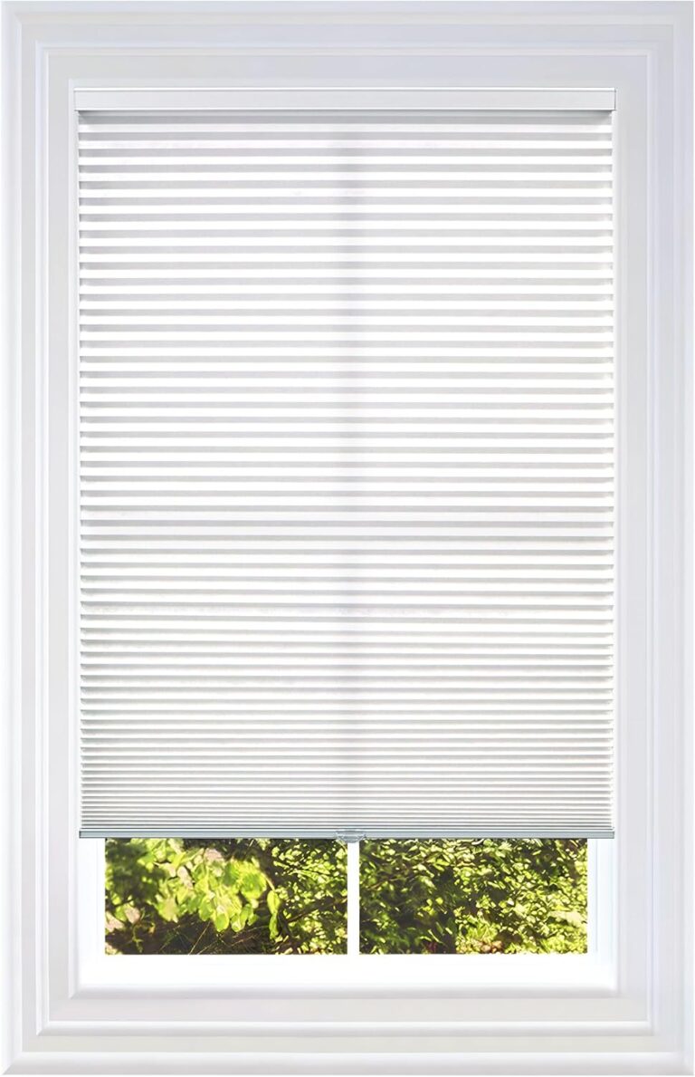 BlindsAvenue Cellular Honeycomb Cordless Polyester Shade, 9/16" Single Cell, Light Filtering, White, Size: 27" W x 72" H