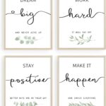 Inspirational Wall Art Office Decor, Motivational UNFRAMED Wall Art Prints for Bedroom,Living Room,Office,Classroom, Set of 4, 8"x10"