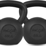 Yes4All Cast Iron Kettlebell, Strength Training Kettlebells 5-80 Lb (5,10,15,20,25,30,35,40,45,50,60,70,80 Lb) for Full Body Workout, Push up, Strength Training - Single & Kettlebell Set of 2 for Men
