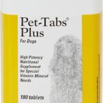 Pet-Tabs Plus Multivitamin and Mineral Supplement for Dogs with Special Nutritional Needs, Chewable Tablet, 180 Count Bottle