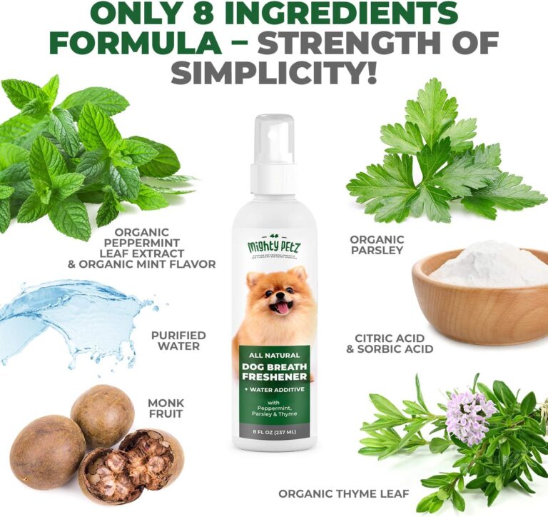 2-in-1 Dog Breath Freshener Spray & Water Additive - 8 oz Large - Natural Ingredients Dog Dental Care That Helps Avoid Bad Breath, Plaque, Tartar. Dog Teeth Cleaning, Fresh Breath with No Brushing