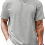 Runcati Men's Casual T-Shirts Short Sleeve Crewneck Summer Stretchy Shirt Textured Jacquard Tops