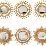 Namalu 6 Pcs Sunburst Mirror for Wall Decor, Small Circle Sun Decorative Mirror Hanging for Art Entryway Home Decor Bathroom Bedroom Living Room(Classic,Gold)