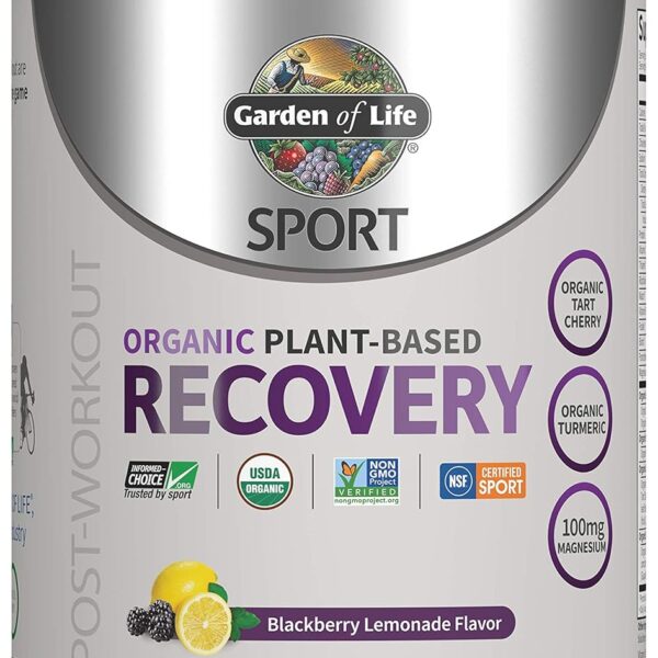 Garden of Life Sport Vegan Post Workout Muscle Recovery Powder for Men & Women - BlackBerry Lemonade 30 Servings, Organic Plant Based Recovery, 100mg Magnesium, Antioxidants, Post Workout Supplements