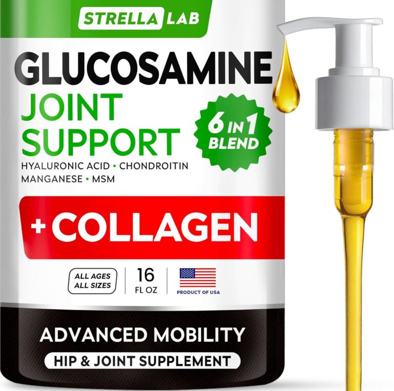 STRELLALAB Liquid Glucosamine for Dogs w/Collagen (16 OZ) - All-Natural Hip & Joint Supplement, Glucosamine Chondroitin for Dogs, MSM & Collagen for Dogs Mobility, Joint Pain Relief for Small & Large