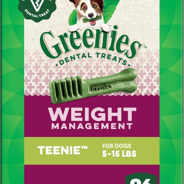 Greenies Veterinarian-Recommended Adult Natural Dental Dog Treats Teenie Size, Weight Management Dog Dental Chews, 27 oz. Pack, 96 Count
