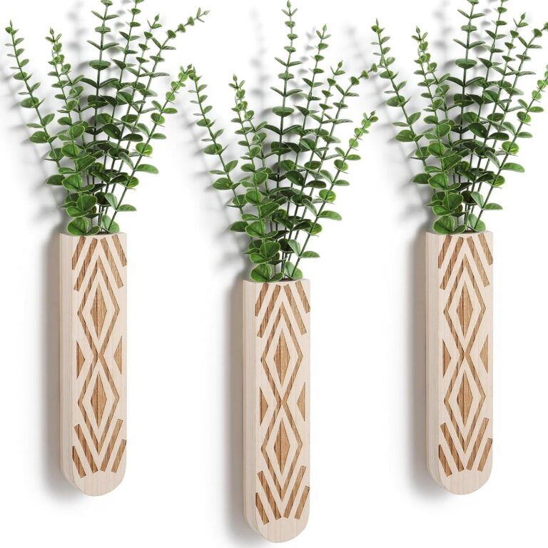3 Pack Wood Wall Planter, Boho Wall Art for Entryway and Bathroom Decor, Modern Farmhouse Decor, Wall Decor Vase for Holding Fake Plants and Dried Flowers
