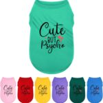 Expressive Polyester Dog Shirt Vest: Soft and Lightweight Puppy Shirt for Small and Medium Dogs, Featuring The Playful 'Cute but Psycho' Slogan Print Shirts Tank Top Turquoise S