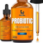 Liquid Probiotics for Dogs and Cats  6 Billion CFU Pet Digestive Support  Dog Probiotics with Enzymes  Cat Probiotic Supplement  2-oz Bottle