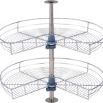 Dowell Base Cabinet Kidney Shape Dia.28 270 Lazy Susan, 2 Shelves, Kitchen Base Corner Cabinet Organizer (Chrome 4001 270 28)
