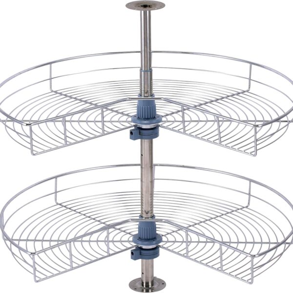 Dowell Base Cabinet Kidney Shape Dia.28 270 Lazy Susan, 2 Shelves, Kitchen Base Corner Cabinet Organizer (Chrome 4001 270 28)