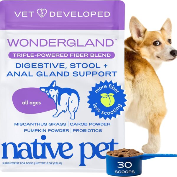 Native Pet WonderGland - Dog Anal Gland Treatment Using Fiber for Dogs - Prevent Scooting for Dogs Anal Gland Supplement Including Dog Gut Health Probiotics for Anal Gland Support - 30 Scoops