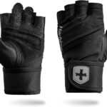 Harbinger Pro Wristwrap Gloves 3.0 - Enhanced Grip, Superior Wrist Support, Breathable 4-Way Stretch Lycra, Durable Leather Palm, Half-Finger Design for Weightlifting, Fitness Training, Women's