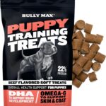 Bully Max Puppy Training Treats - Soft Chews Dog Food Supplements & Vitamins for Brain, Skin & Coat Health - Glucosamine & Chondroitin for Joint Support  Multivitamin Food Topper for Puppies - 1 Bag