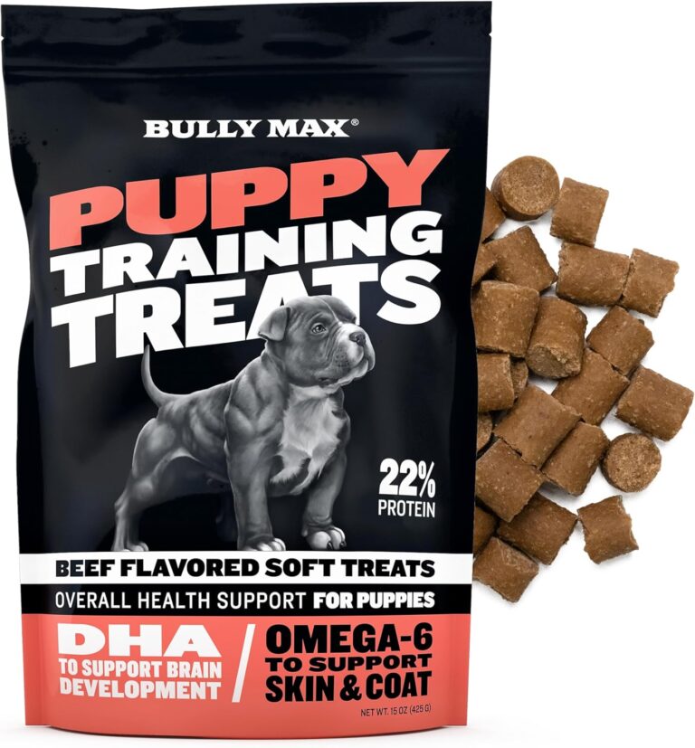 Bully Max Puppy Training Treats - Soft Chews Dog Food Supplements & Vitamins for Brain, Skin & Coat Health - Glucosamine & Chondroitin for Joint Support  Multivitamin Food Topper for Puppies - 1 Bag