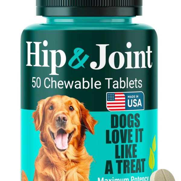 Natureflow Hip and Joint Supplement for Dogs, Arthritis Dog Joint Supplement with Green-Lipped Mussel, Glucosamine, MSM & Chondroitin, Zero Sugar Chewable Pills, Made in USA, Large Medium Small Breeds