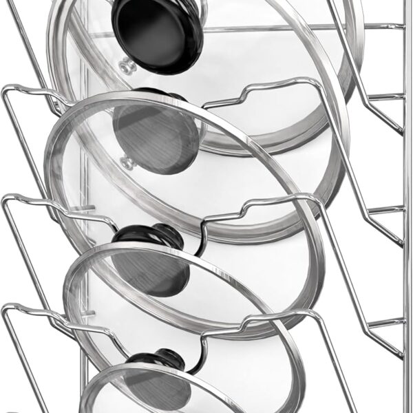 Simple Houseware Wall Door Mounted Pot Lid Rack, Chrome Finish