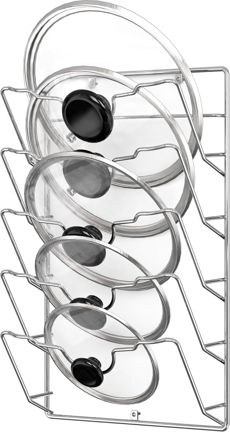 Simple Houseware Wall Door Mounted Pot Lid Rack, Chrome Finish