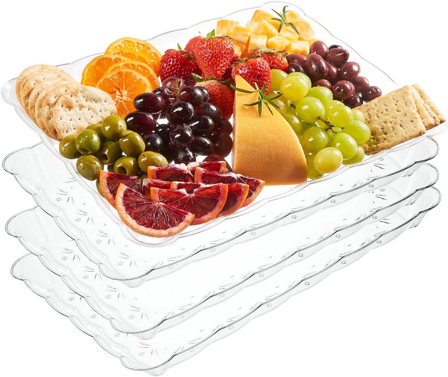 Plasticpro Plastic Serving Trays - Serving Platters Rectangle 9X13 Disposable Party Dish Includes 4 Trays Plasticpro Plastic Serving Trays - Serving Platters Rectangle 9X13 Disposable Party Dish Includes 4 Trays