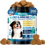 200 Dog Allergy Relief Chews for Dogs Itchy Skin Relief, Anti Itch for Dogs Ears & Paw Relief, Itchy Dog Skin Relief for Seasonal Allergy, Omega 3 Fish Oil, Turmeric & Colostrum Immune Support