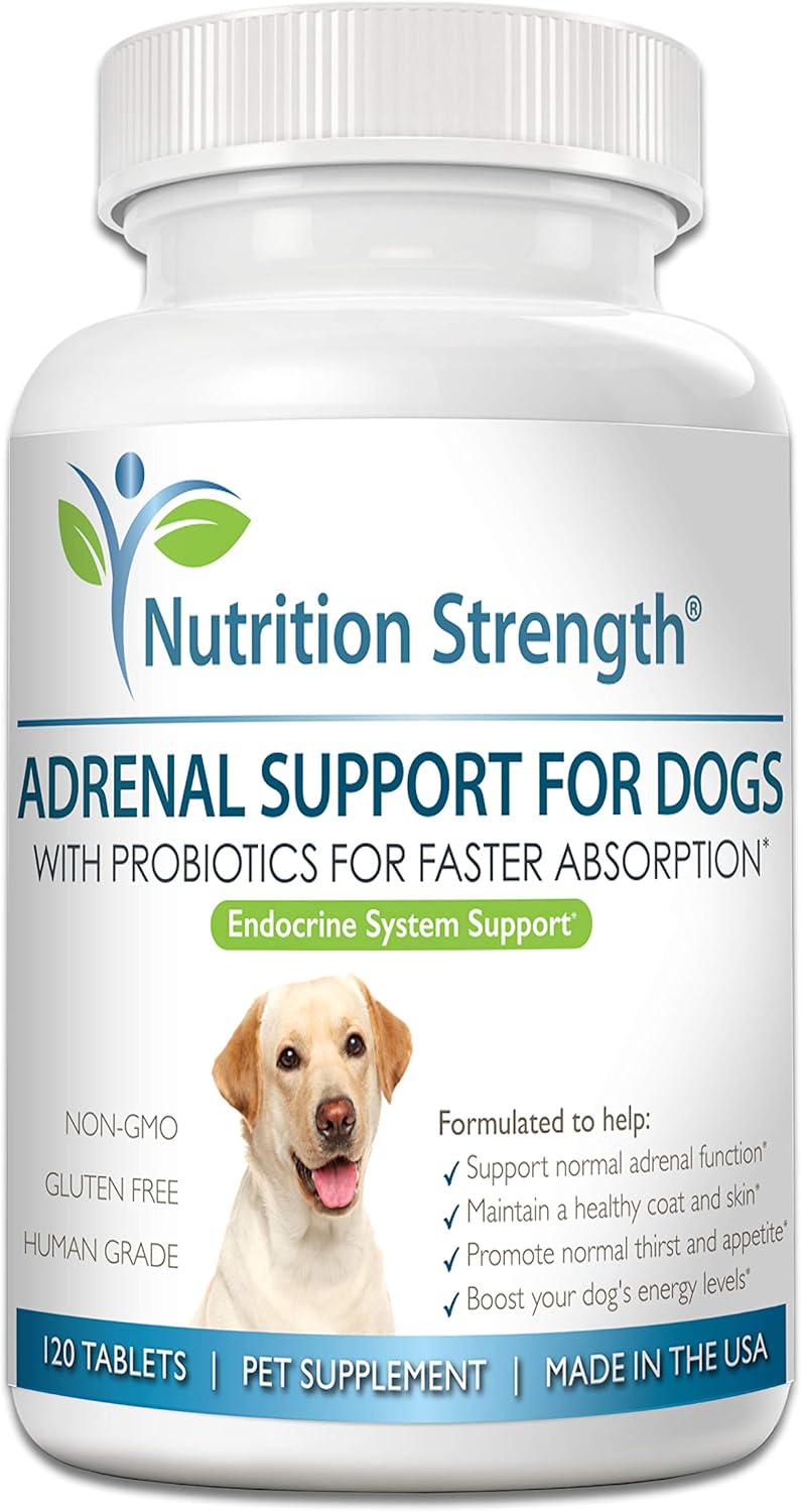 Adrenal Support for Dogs, Support for Dogs with Cushing's Disease, Maintain a Healthy Coat and Skin, Promote Normal Urination, Thirst and Appetite, 120 Chewable Tablets Adrenal Support for Dogs, Support for Dogs with Cushing's Disease, Maintain a Healthy Coat and Skin, Promote Normal Urination, Thirst and Appetite, 120 Chewable Tablets
