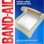 Band-Aid Brand Tru-Stay Adhesive Pads, Sterile Sheer Bandages for First Aid & Wound Care, Pad Covers & Protects Minor Cuts, Scrapes & Burns, Lightweight, Large Size, 10 Count