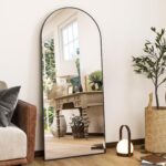 HARRITPURE 56"x21"Full Length Mirror Arch Floor Mirrors with Aluminum Alloy Frame Free-Standing Wall Mounted or Leaning Large Bedroom Dressing Mirror Modern & Contemporary Decor for Home,Black