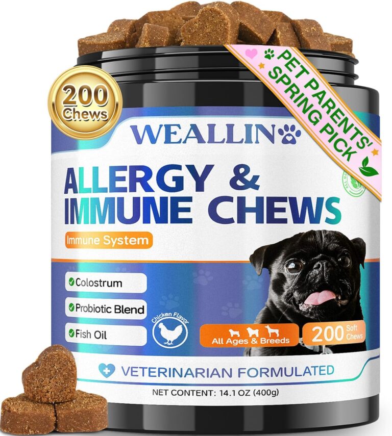 Dog Allergy Relief Chews, 200 Treats Anti-Itch Allergy Soft Chews for Dogs with Probiotics & Omega 3 Fish Oil, Itchy Skin Relief, Immune Support, Paw Licking Itchy Ears & Hot Spots, Seasonal Allergies