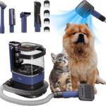 ONE Products Low Noise Dog Hair Vacuum & Dog Grooming Kit with 3.2L Large Capacity for Shedding Grooming Hair, Quiet Pet Grooming Tools, 5 Replaceable Heads, and 4 Combs