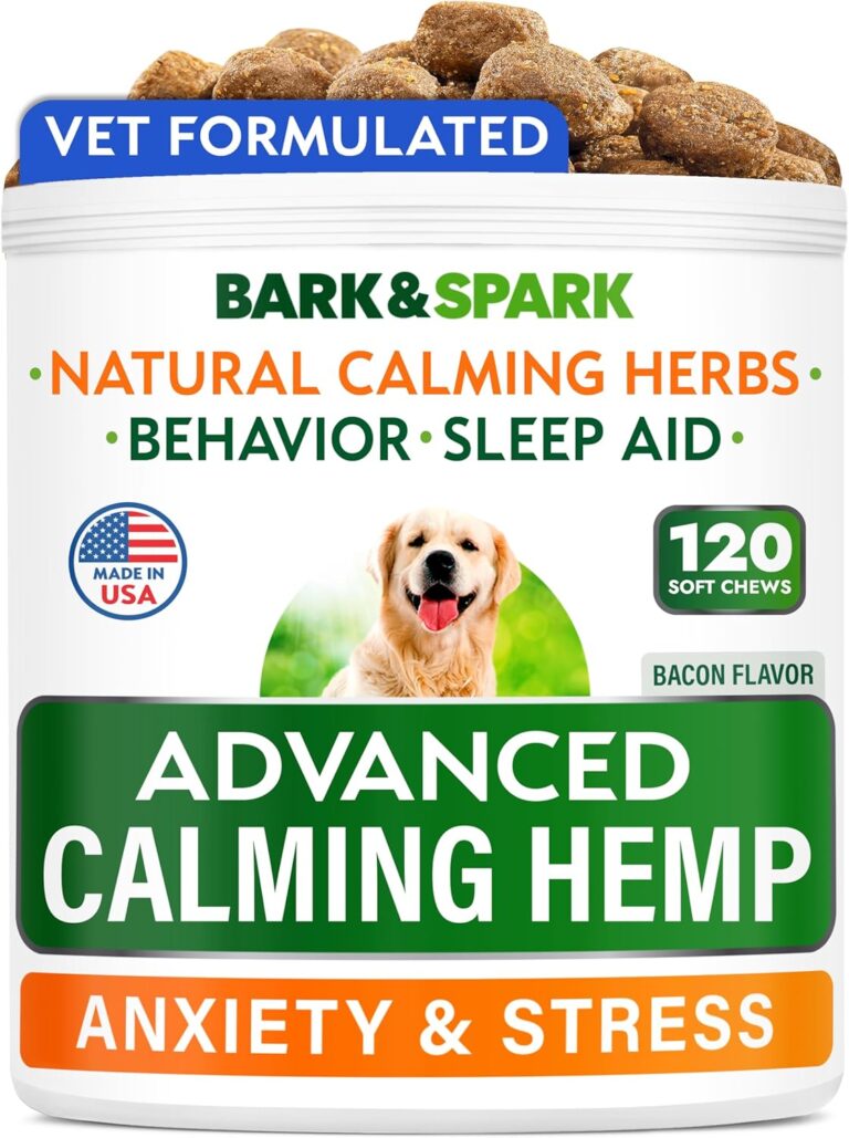 BARK&SPARK Advanced Calming Hemp Treats for Dogs - Hemp Oil + Melatonin - Anxiety Relief - Separation Aid - Stress Relief During Fireworks, Storms, Thunder - Aggressive Behavior, Barking - 120Ct BBQ