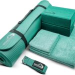 WHITECLOUDZ Yoga kit, 7-Piece Yoga Mat Set for Home Workouts, Thick Yoga Mat, Yoga Blocks, Strap, Yoga Towels & Carrying Bag, Exercise Mat with Yoga Equipment for Women & Men, Enhance Yoga Practice