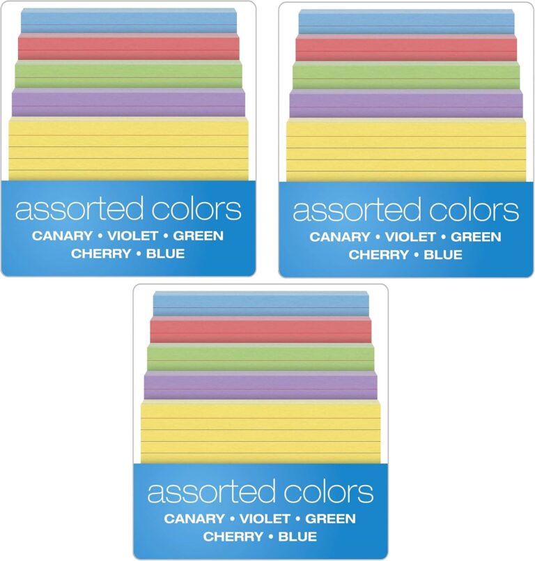Oxford Ruled Color Index Cards, 4" x 6", Assorted Colors, 100 Per Pack (34610), 3 PACK