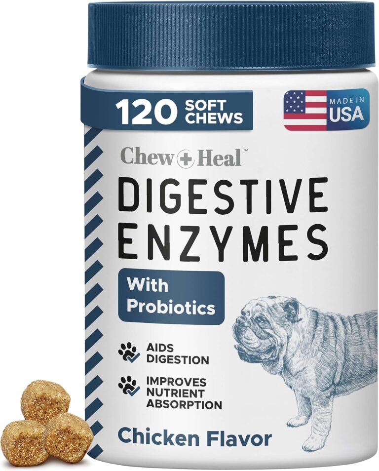 Probiotics for Dogs with Digestive Enzymes - 120 Soft Chews - Supports Healthy Digestive Tract, Helps Nutrient Absorption and Food Digestion - Probiotic & Prebiotic Dog Fiber and Gut Health Supplement